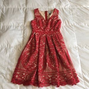 Anthropologie Red Lace Dress